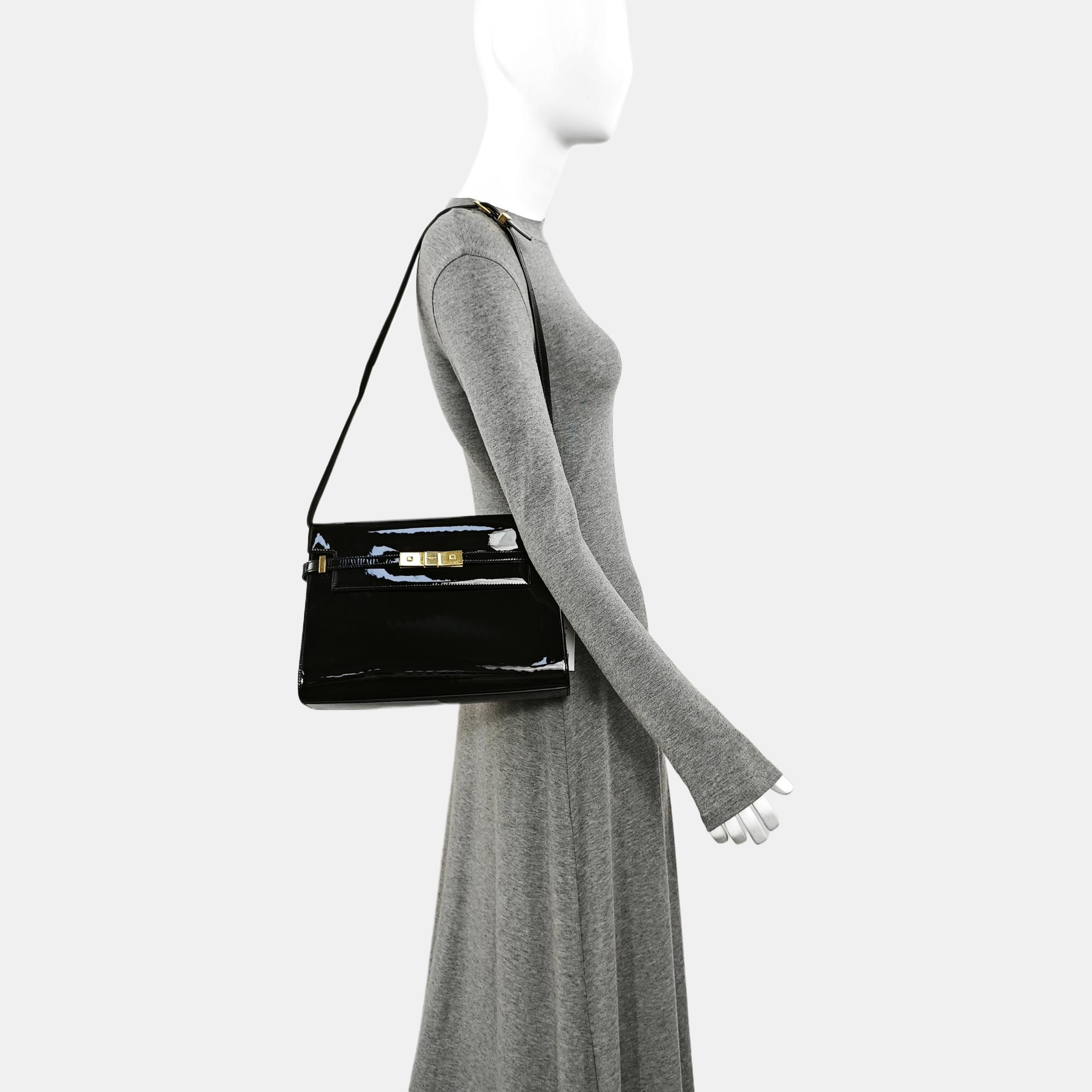 MANHATTAN Medium Patent Leather Black