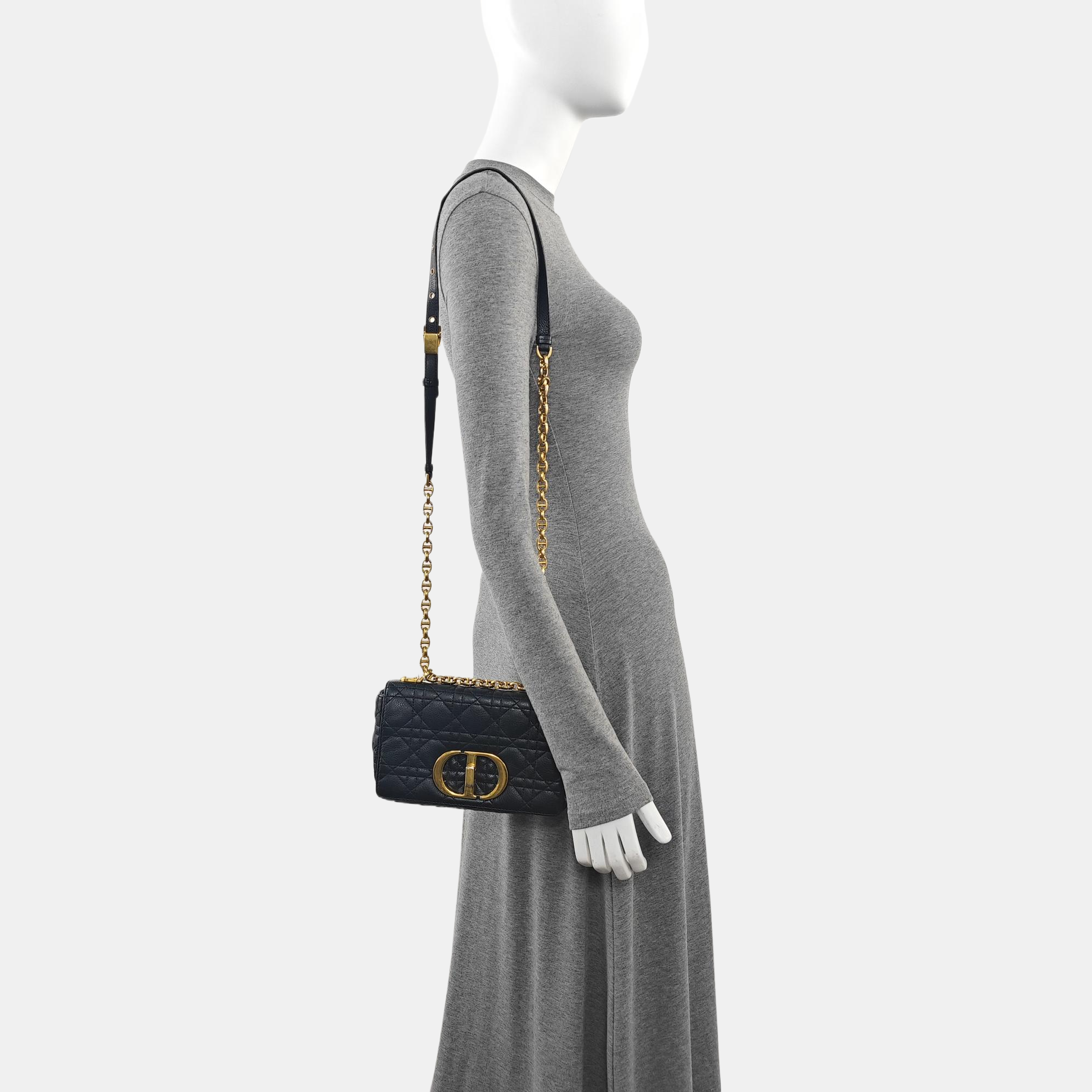 Dior Caro Small Cannage Calfskin Black