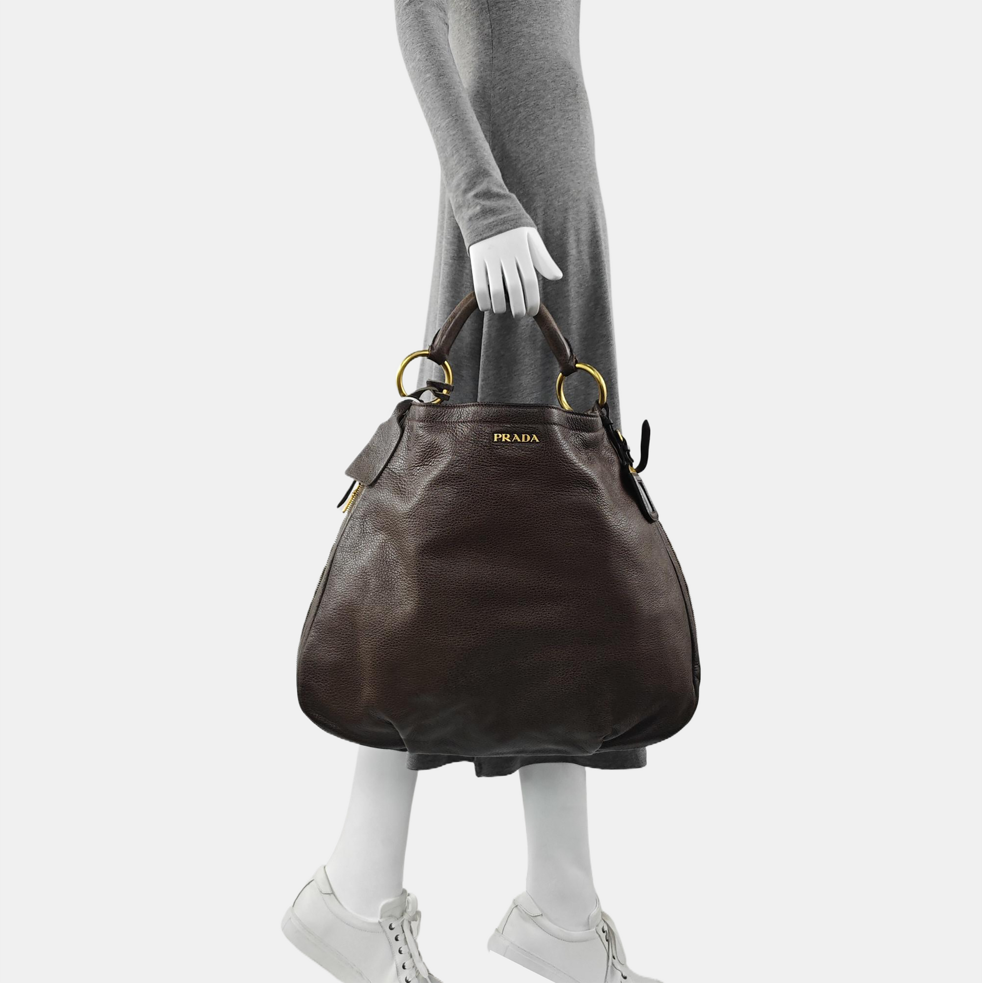 Calfskin Top Handle Bag Gray
