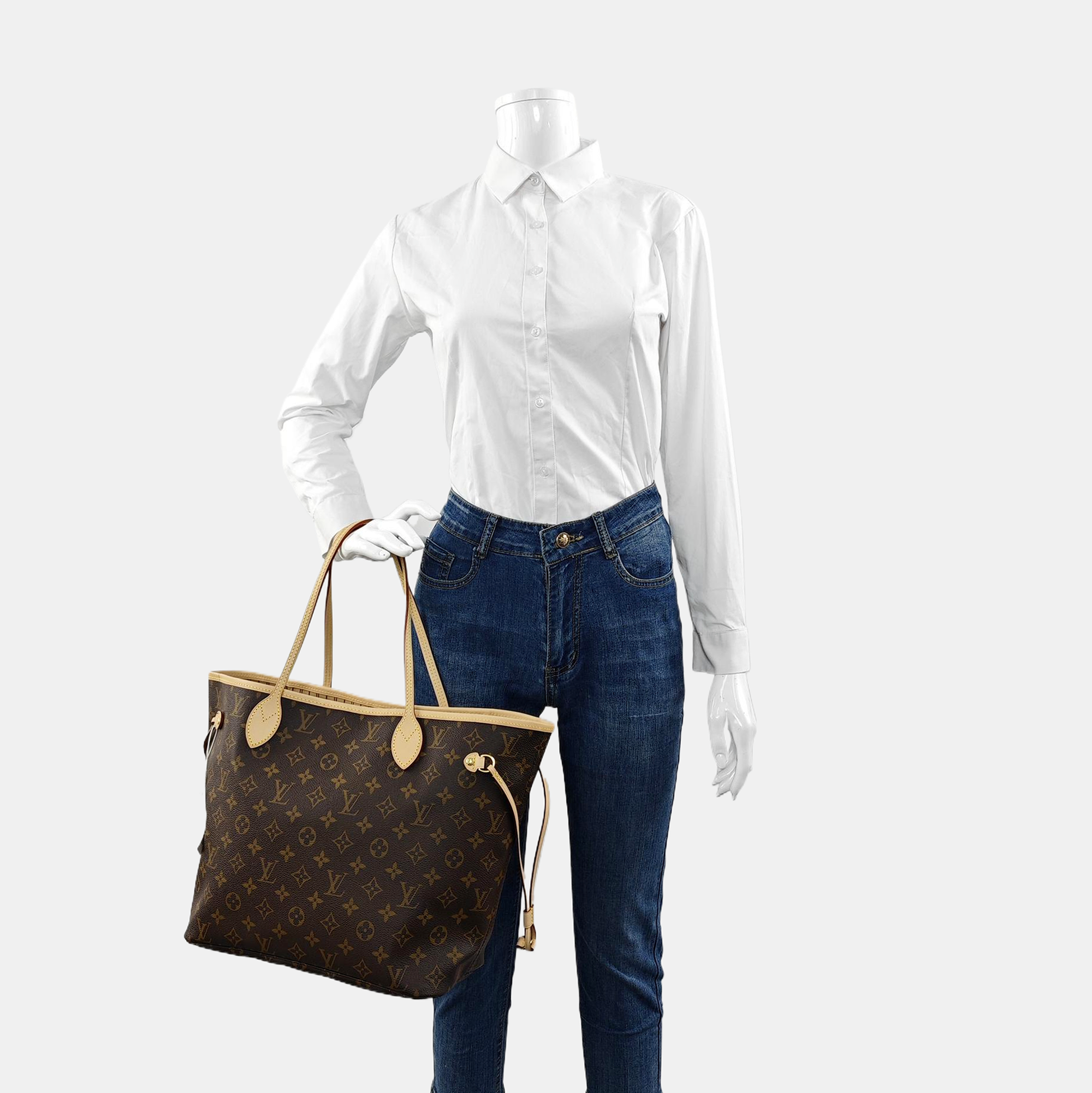 NEVERFULL MM Monogram Coated Canvas Brown