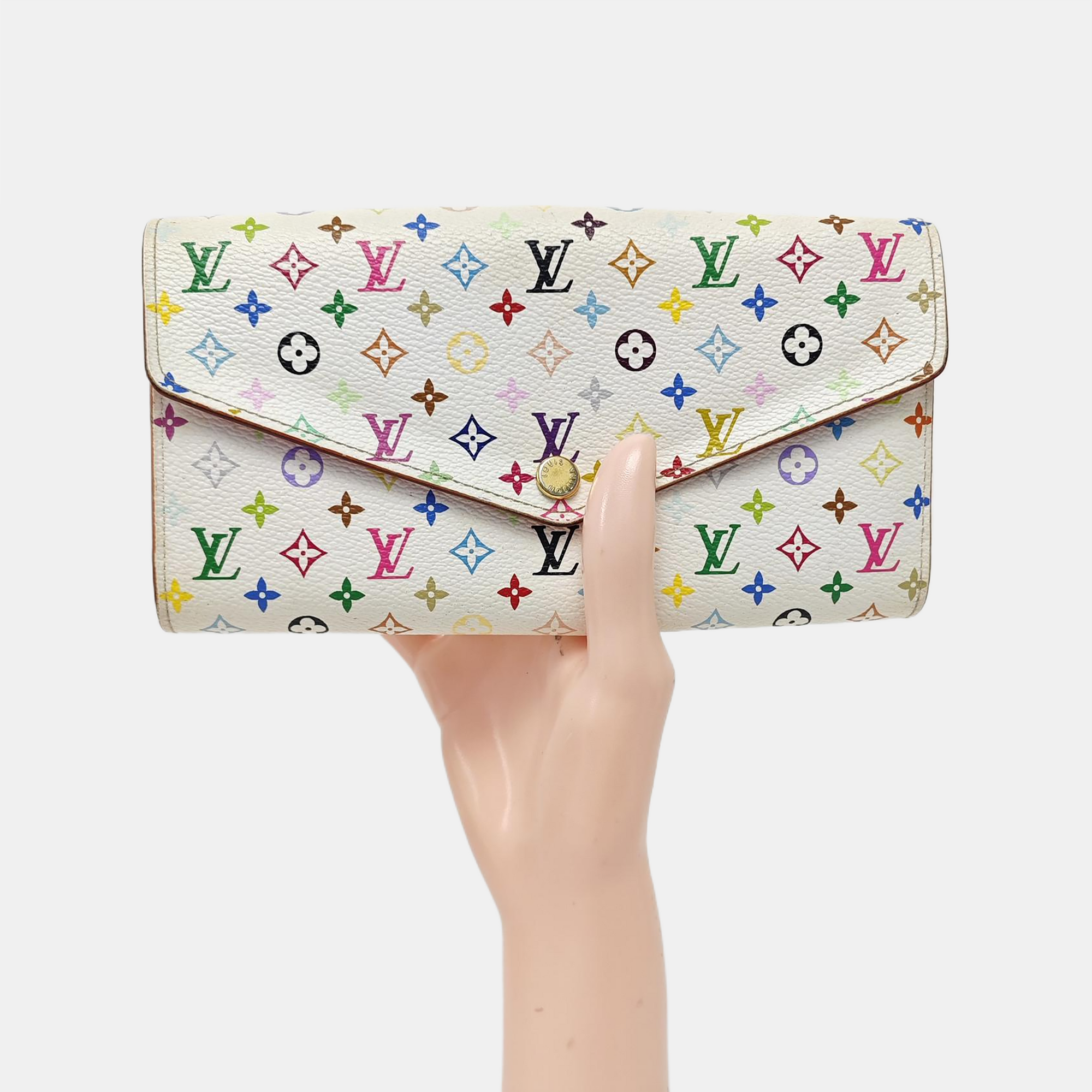 SARAH Monogram Coated Canvas White Wallet