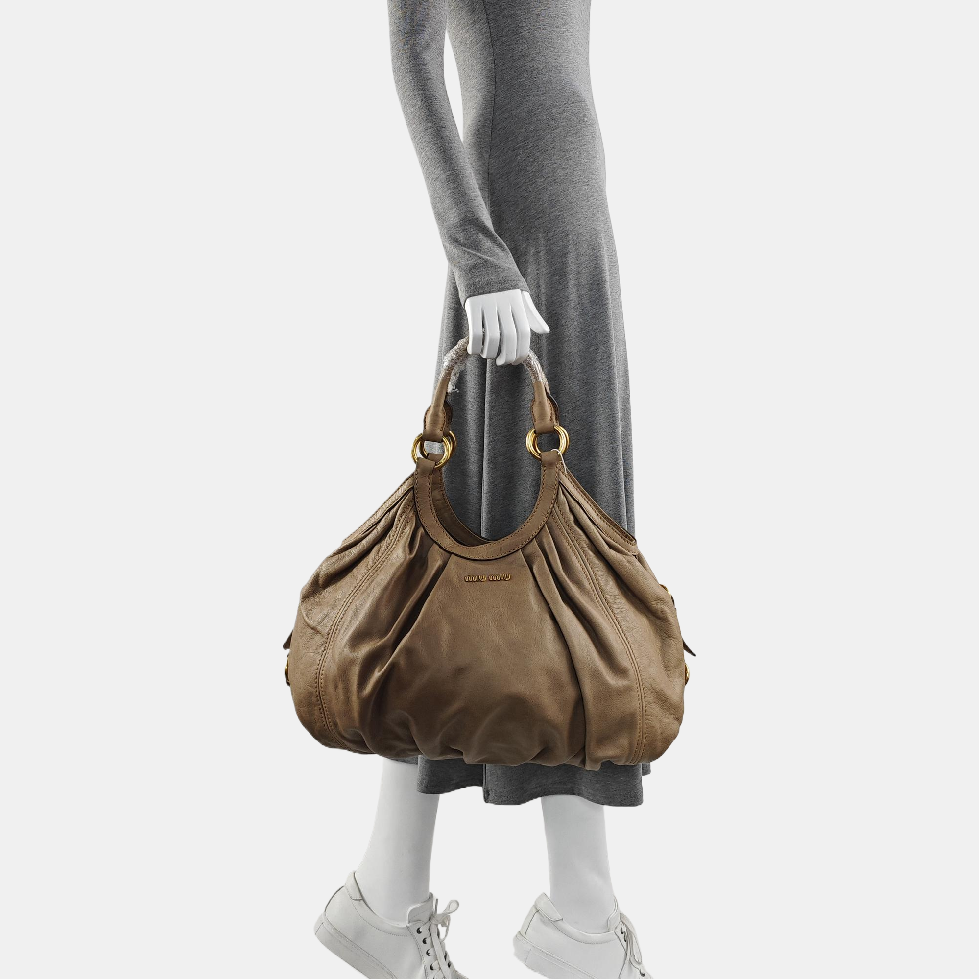 Calfskin Top Handle Bag Gray