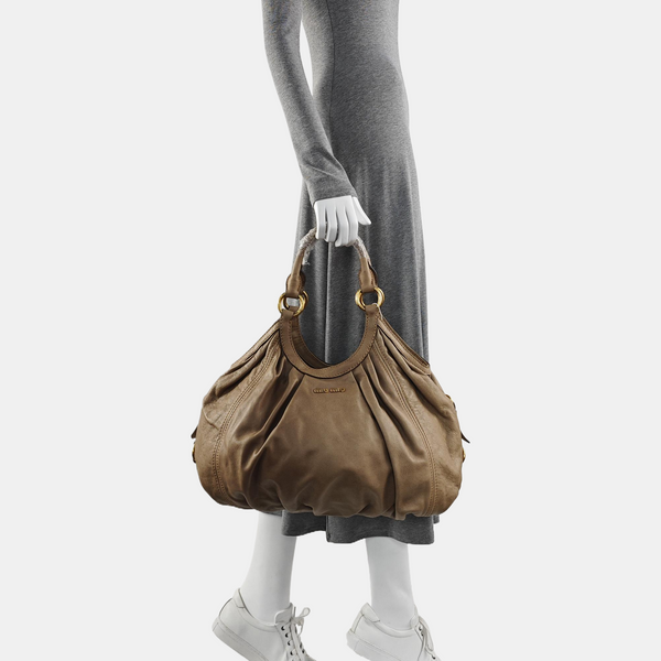 Calfskin Top Handle Bag Gray