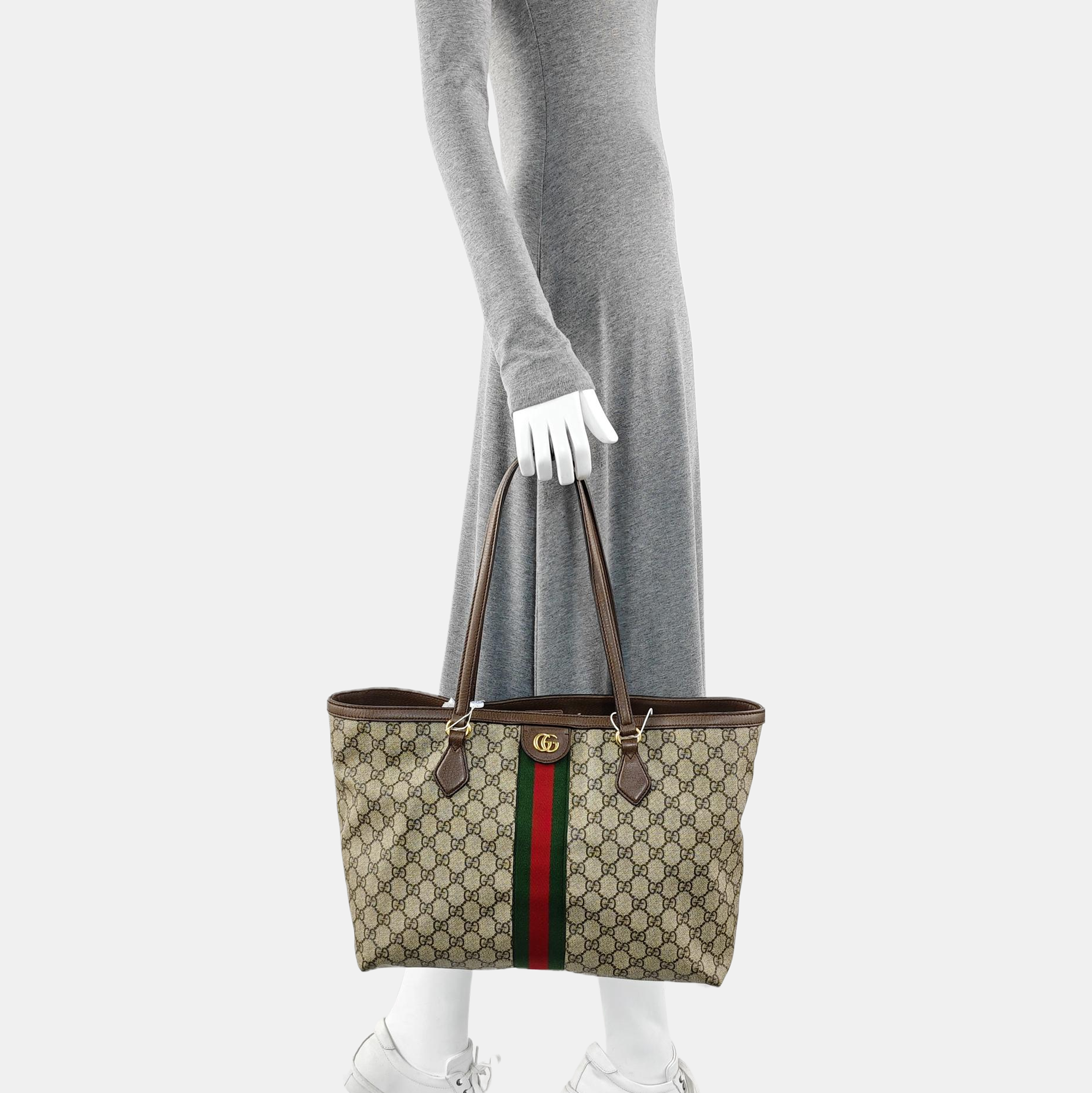 Ophidia Medium Monogram Coated Canvas Beige
