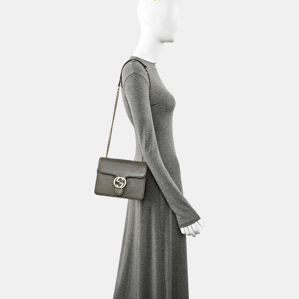 Interlocking G Small Calfskin Gray