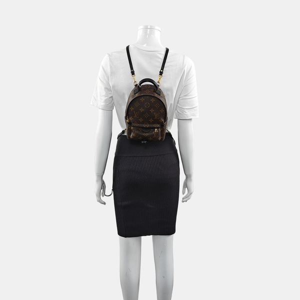 Authenticated pre-owned  PALM SPRINGS Mini Monogram Coated Canvas Brown - Backpack at Looply