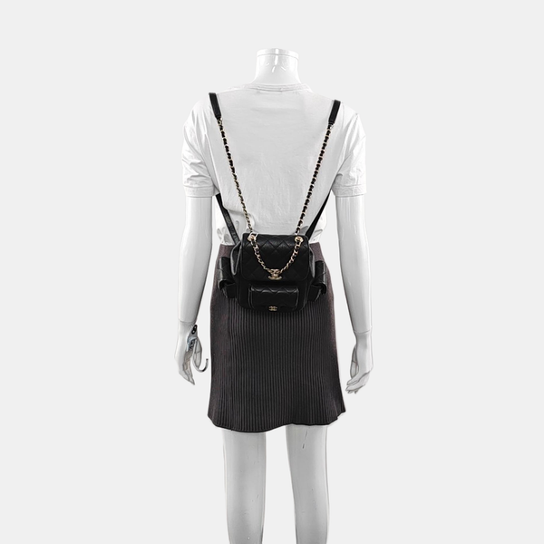 Small Quilted Grained Calfskin Black