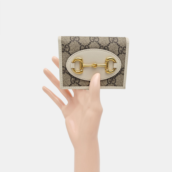 Horsebit 1955 Small Monogram Coated Canvas Beige Wallet