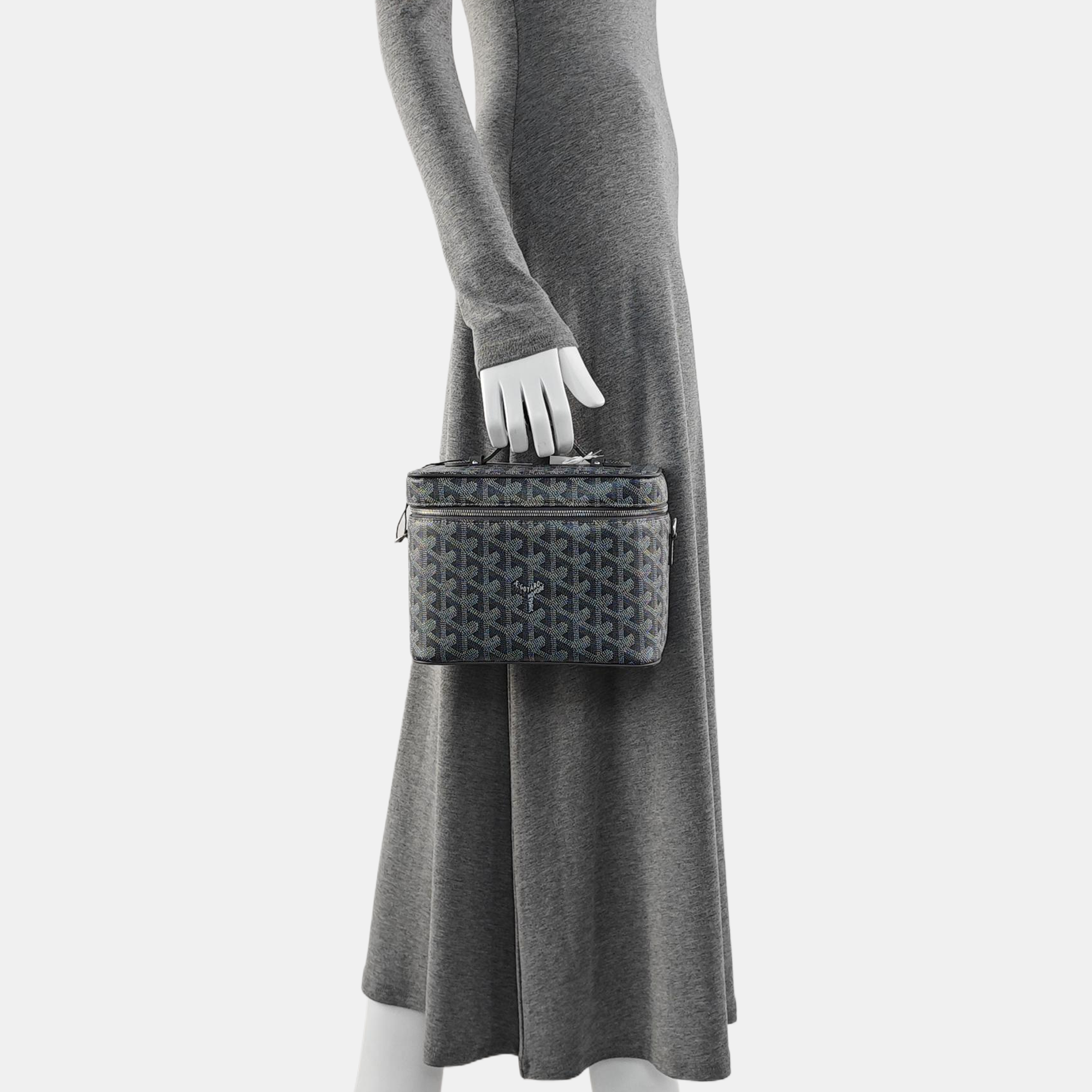 Coated Canvas Top Handle Bag Gray