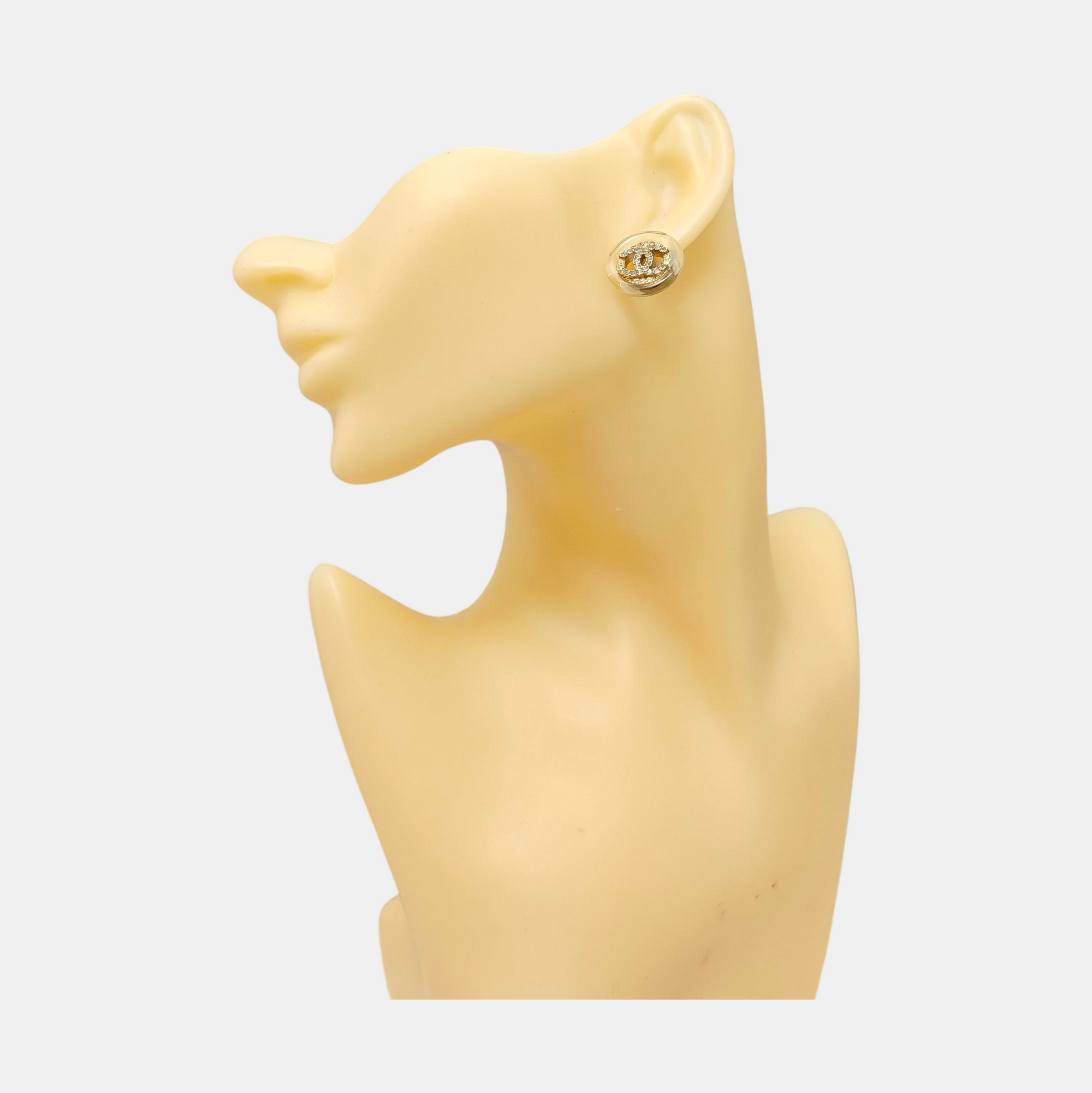 CC Logo Metal Clear Stud Earrings