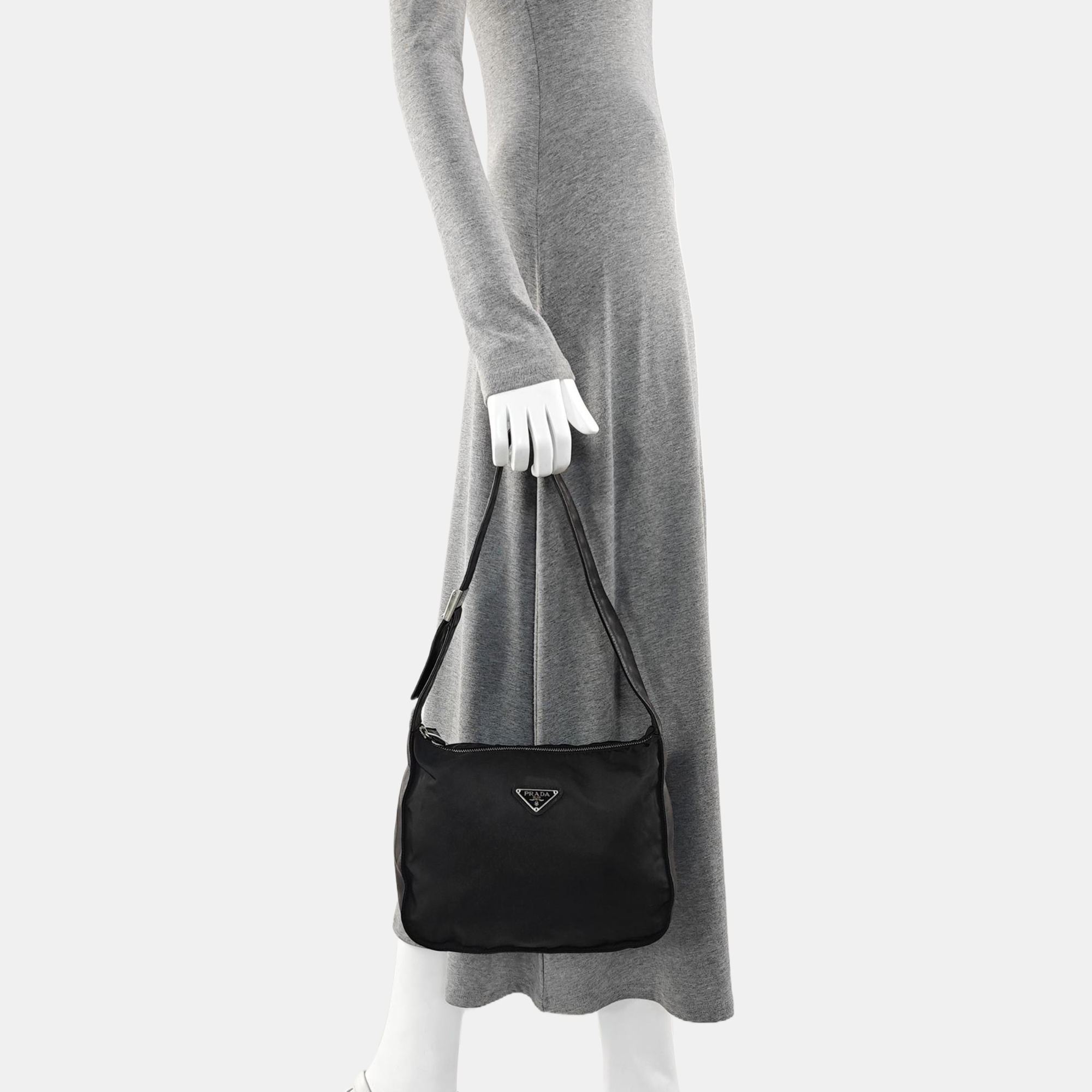 Nylon Shoulder Bag Black