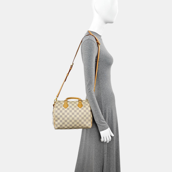 SPEEDY 25 Damier Azur Coated Canvas White