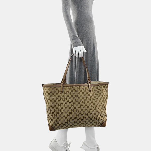 Monogram Canvas Tote Bag Beige