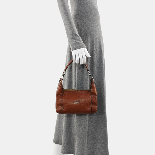 Calfskin Top Handle Bag Brown