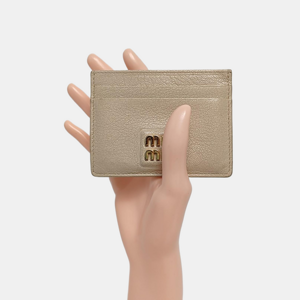 Madras Leather Beige Card Holder