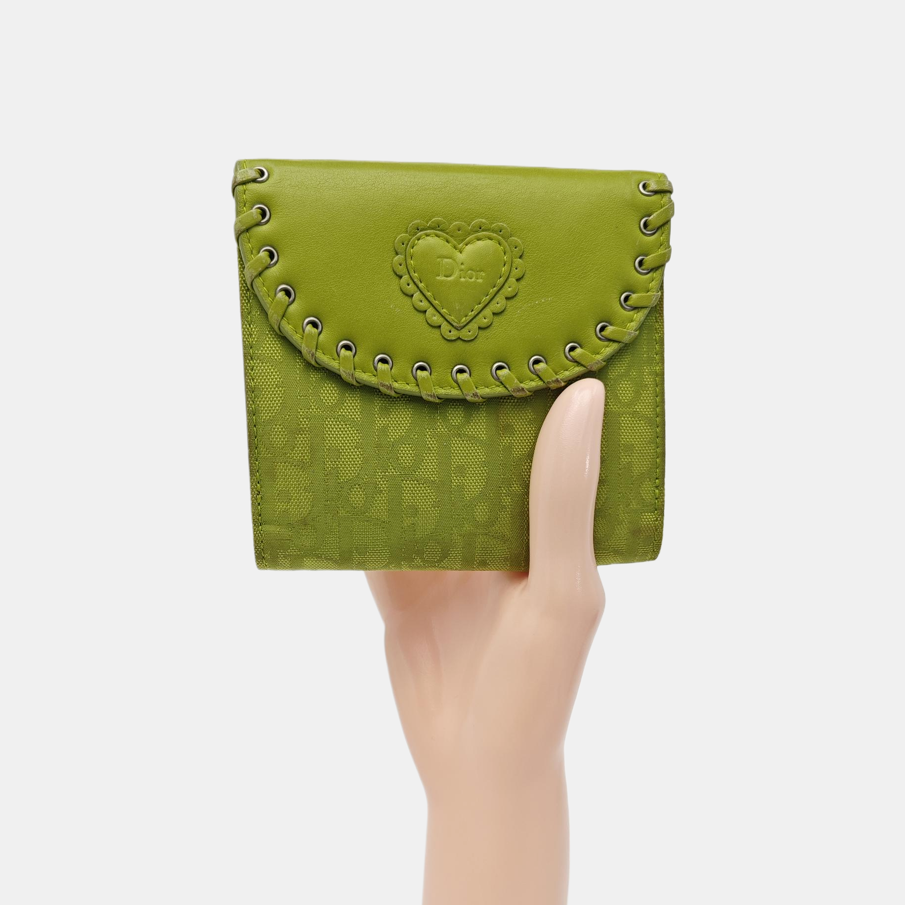 Oblique Leather Wallet Green
