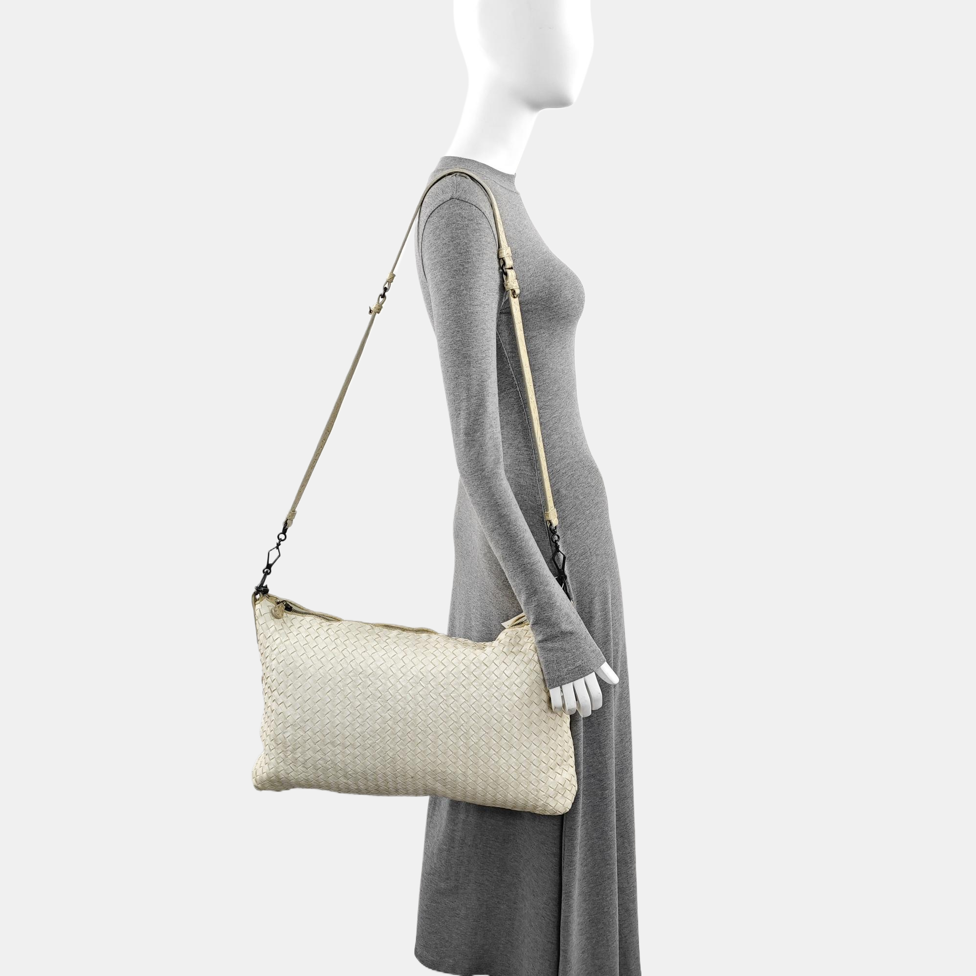 Leather Shoulder Bag White