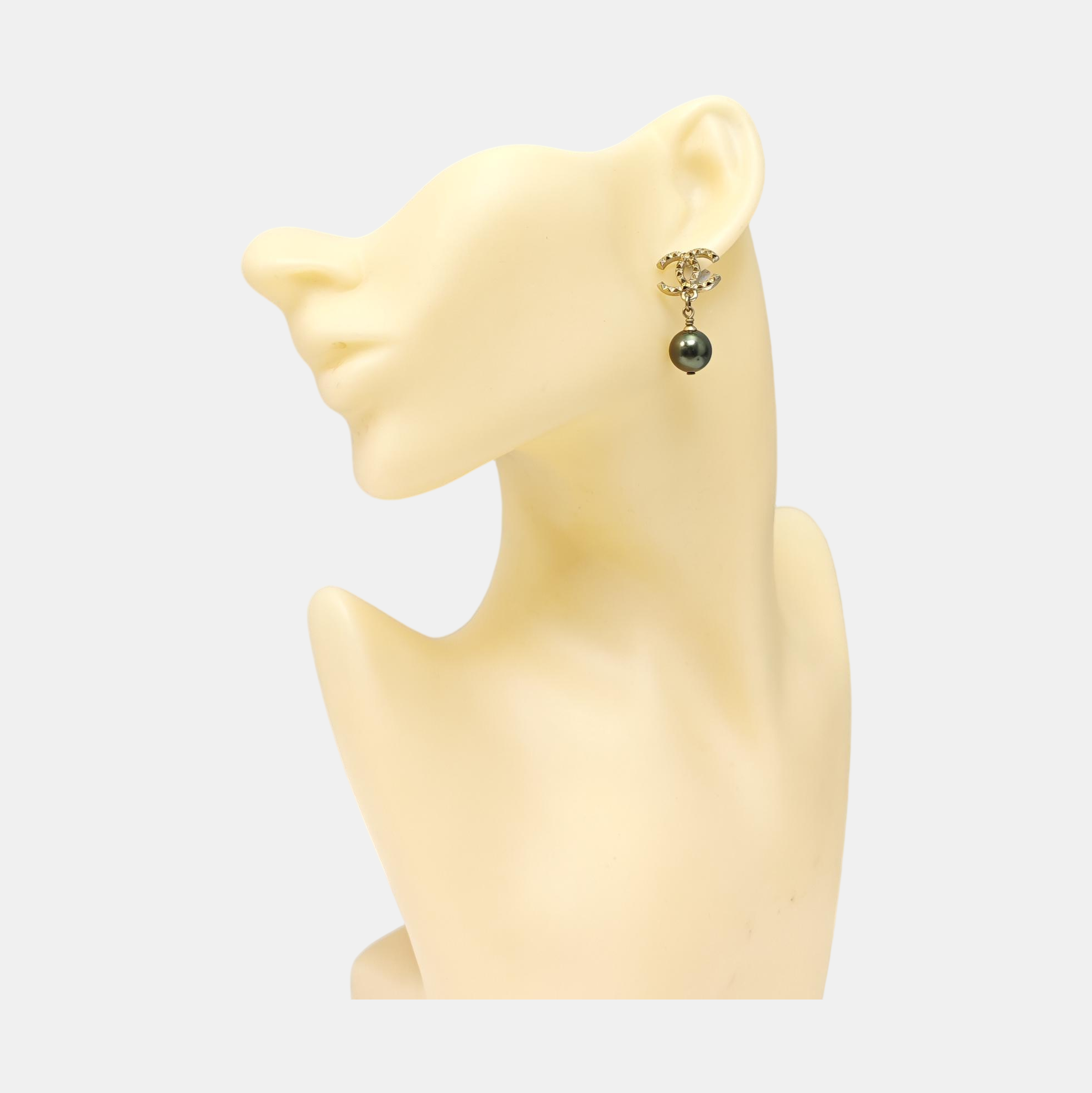 CC Logo Metal Gold Stud Earrings