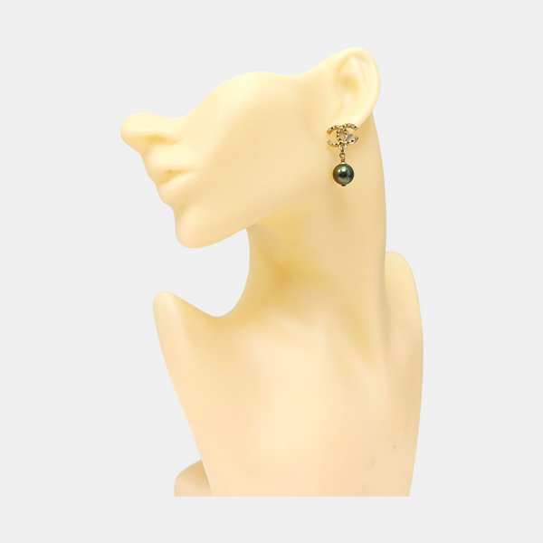 CC Logo Metal Gold Stud Earrings