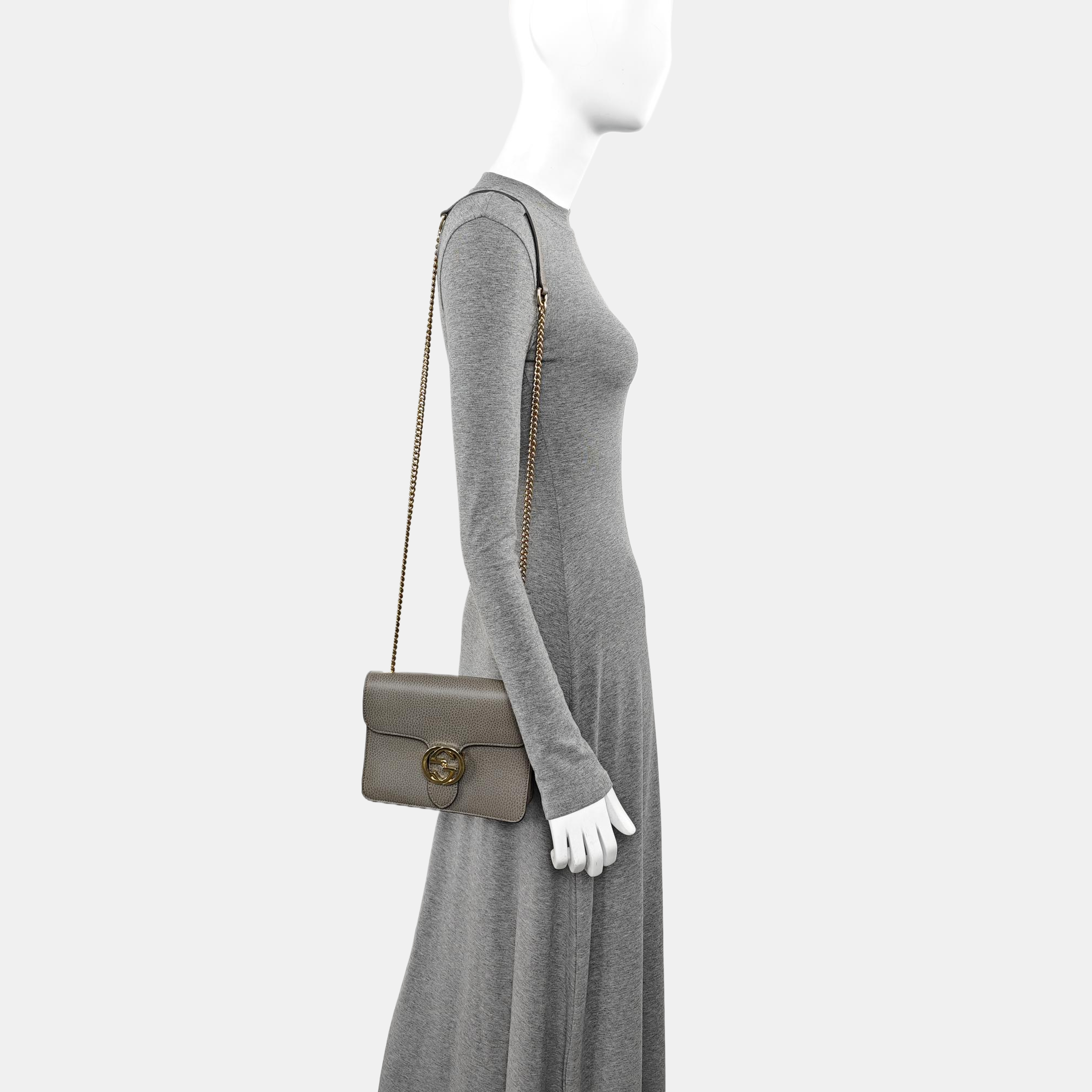 Interlocking G Small Calfskin Gray