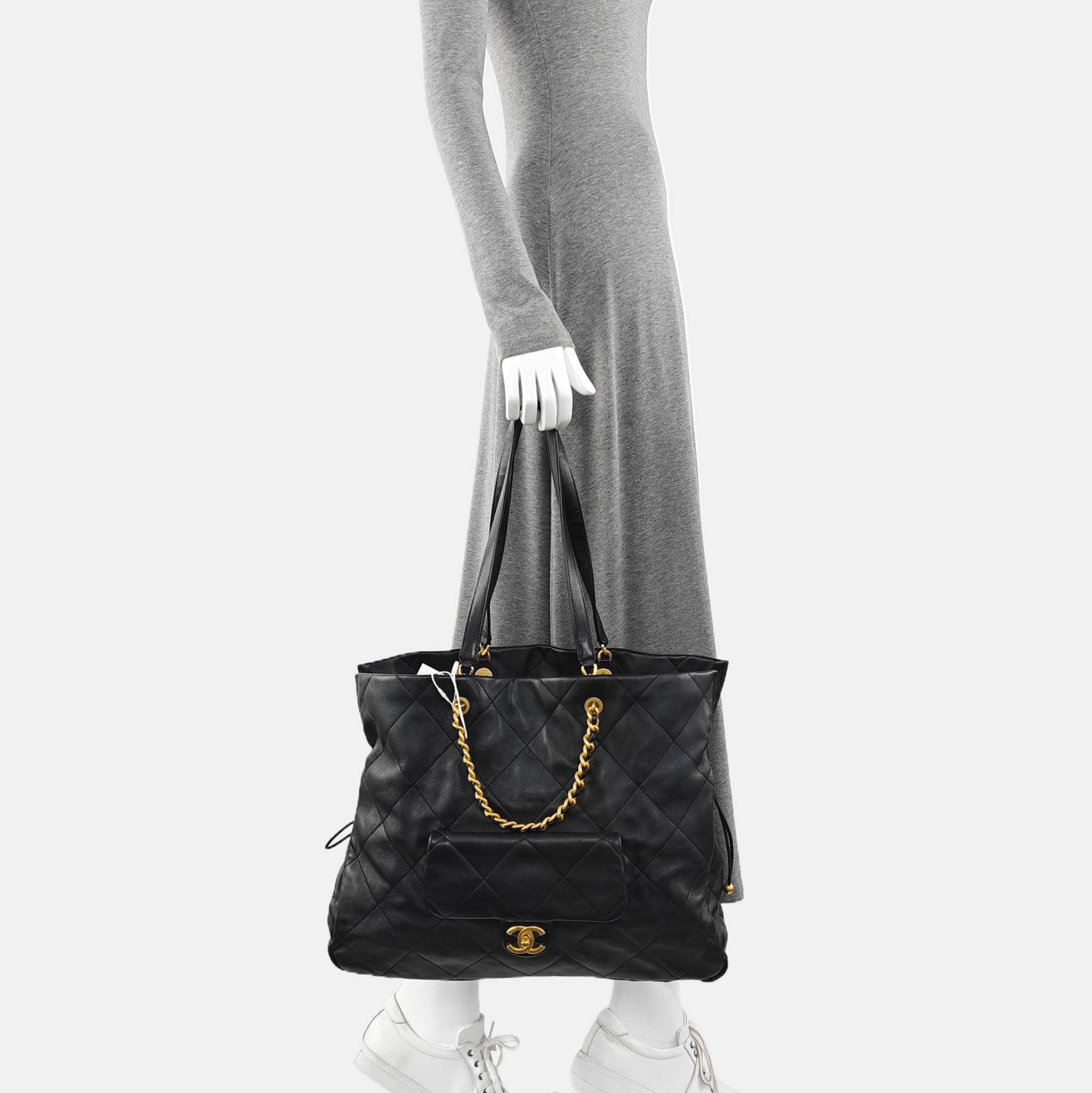 Quilted Lambskin Tote Bag Black