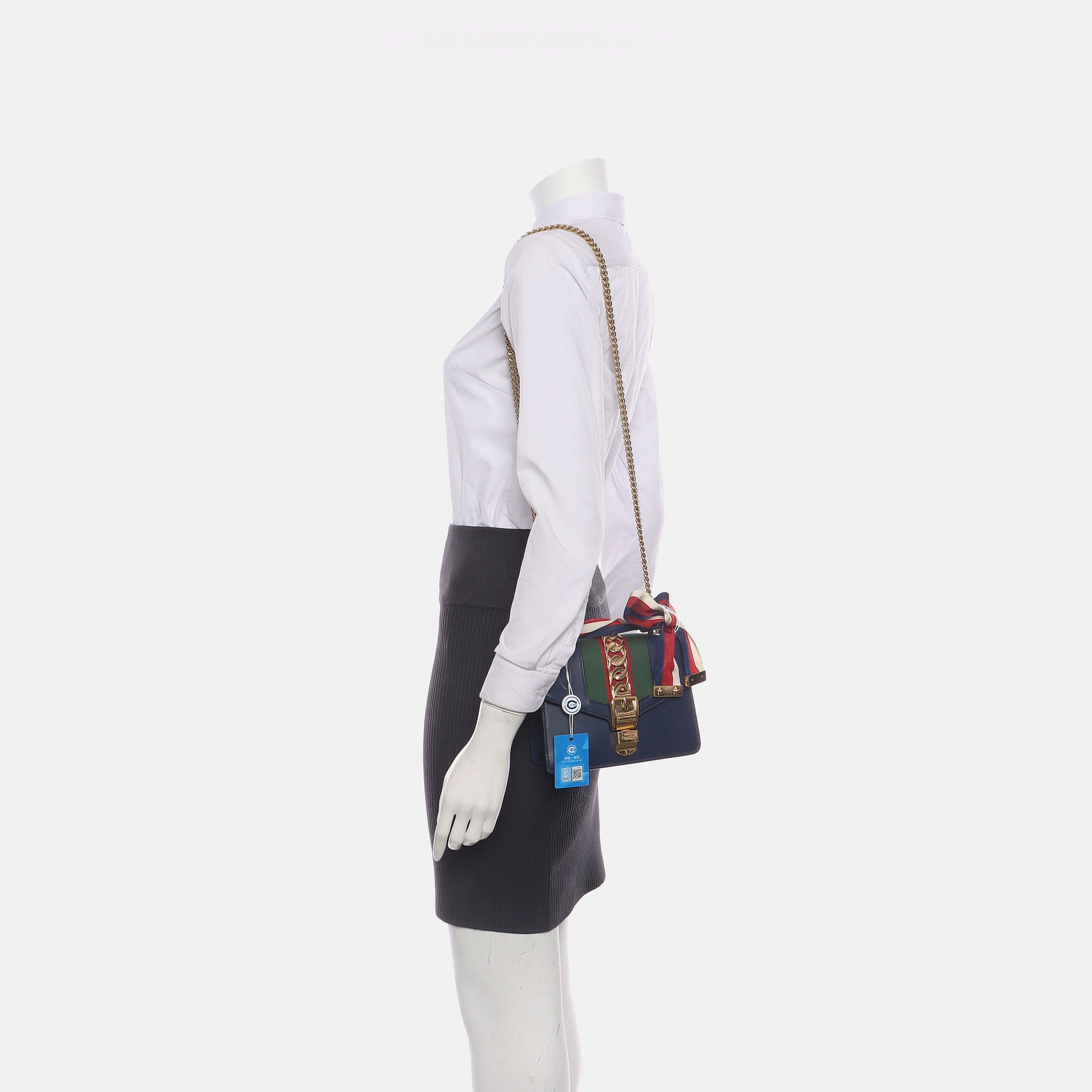 Authenticated pre-owned  Sylvie Mini Calfskin Blue - Shoulder Bag at Looply