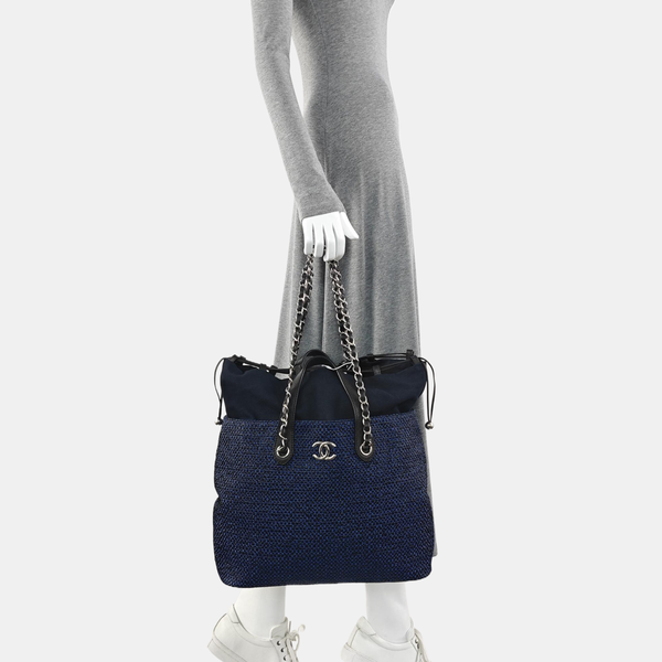 Straw Shoulder Bag Blue