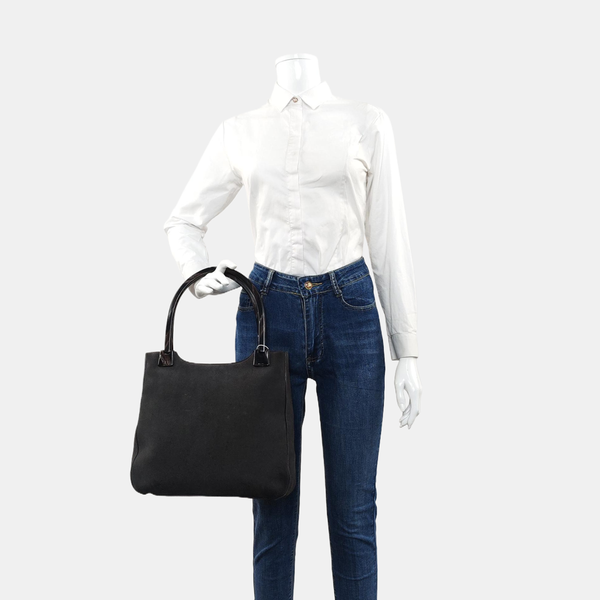 Suede Top Handle Bag Gray