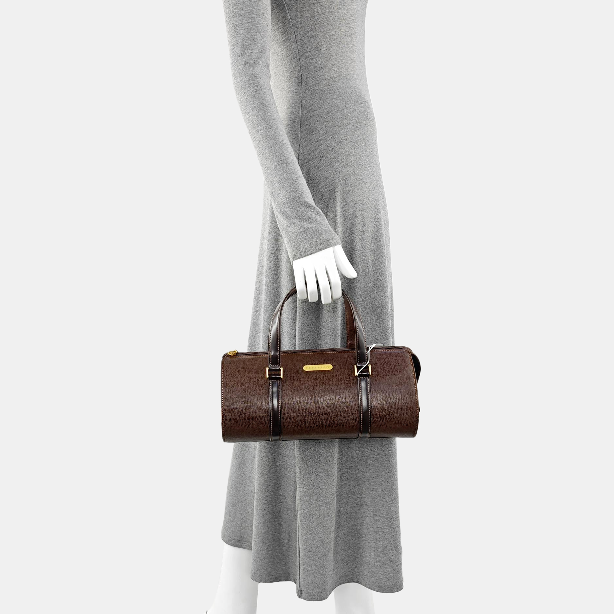 Calfskin Top Handle Bag Brown
