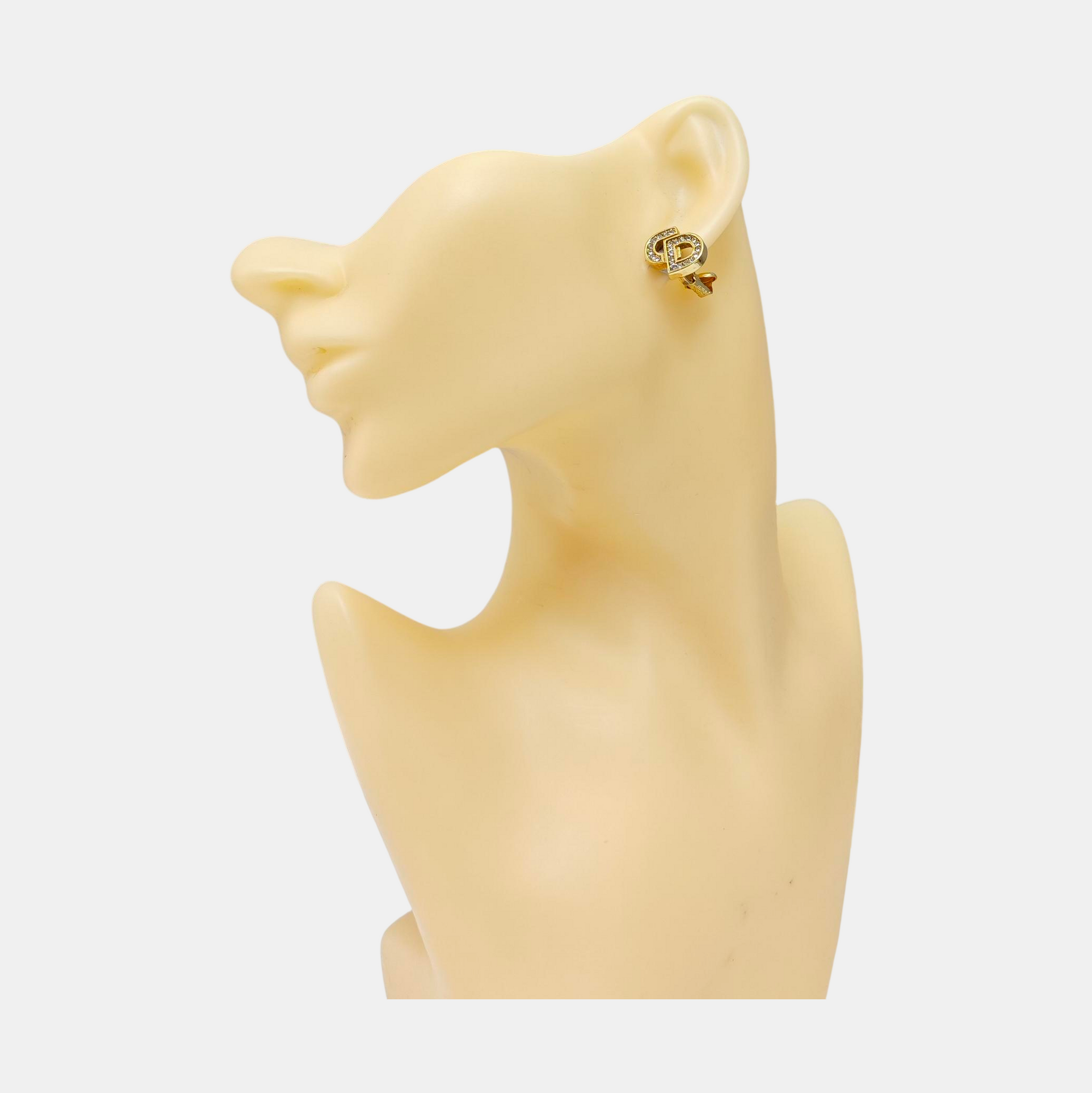 Petit CD Metal Gold Clip On Earrings