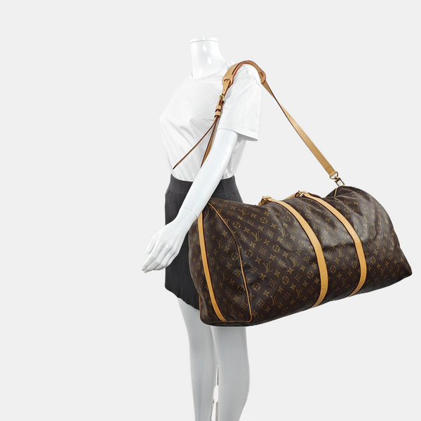 KEEPALL 60 Monogram Coated Canvas Brown