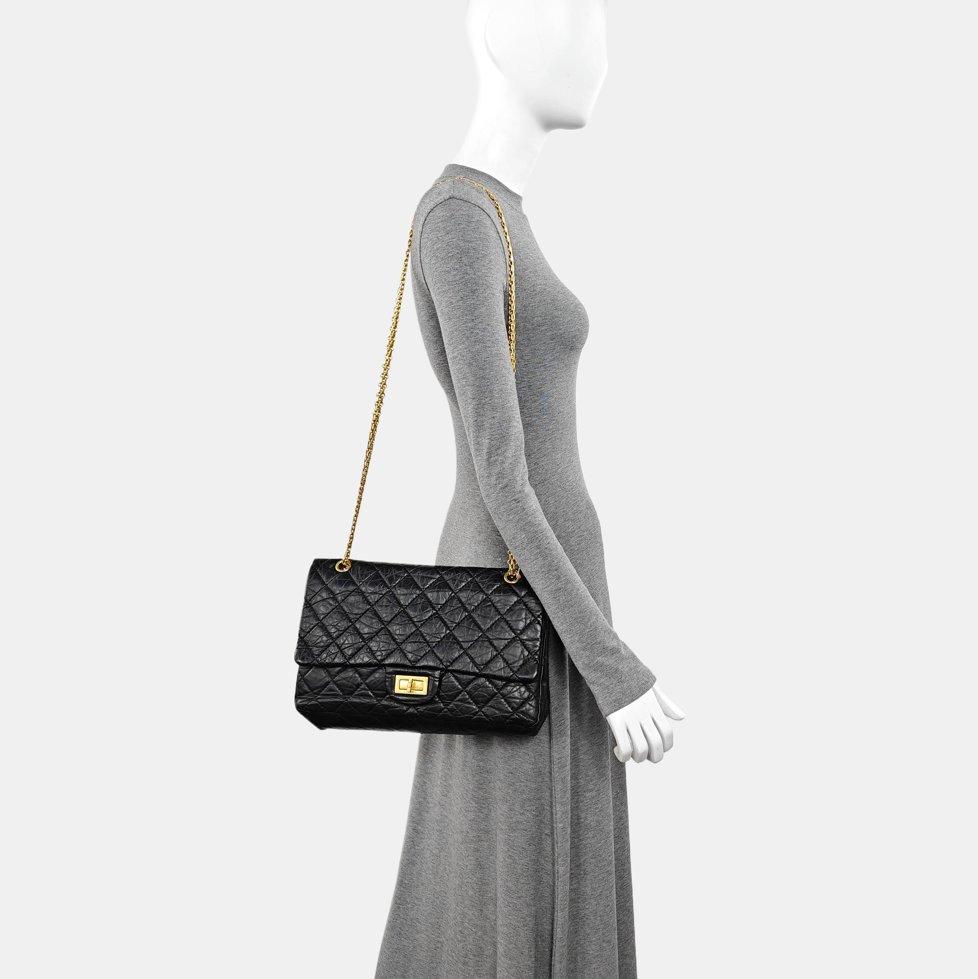 2.55 Maxi Quilted Calfskin Black