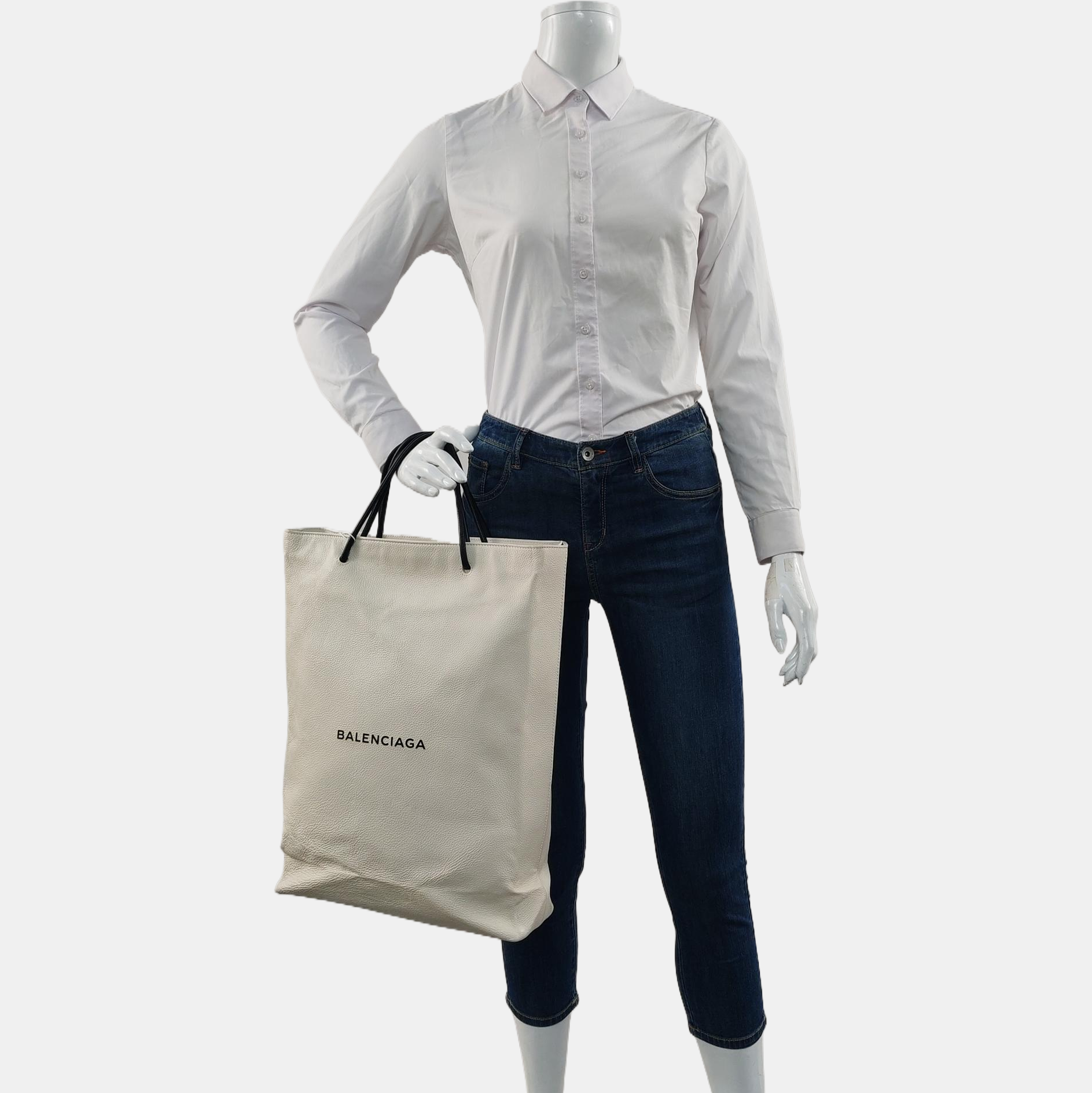 Shopping Bag Calfskin White