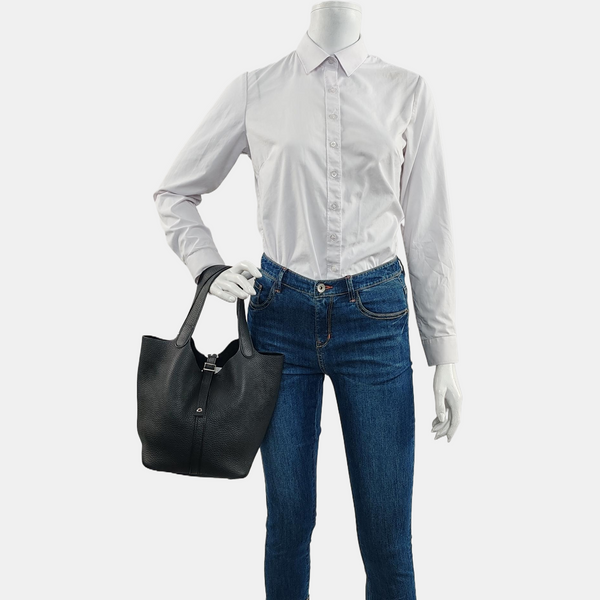 Authenticated pre-owned  Picotin 22 Clemence Black - Bucket Bag at Looply