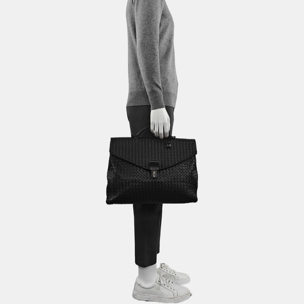 Calfskin Top Handle Bag Black