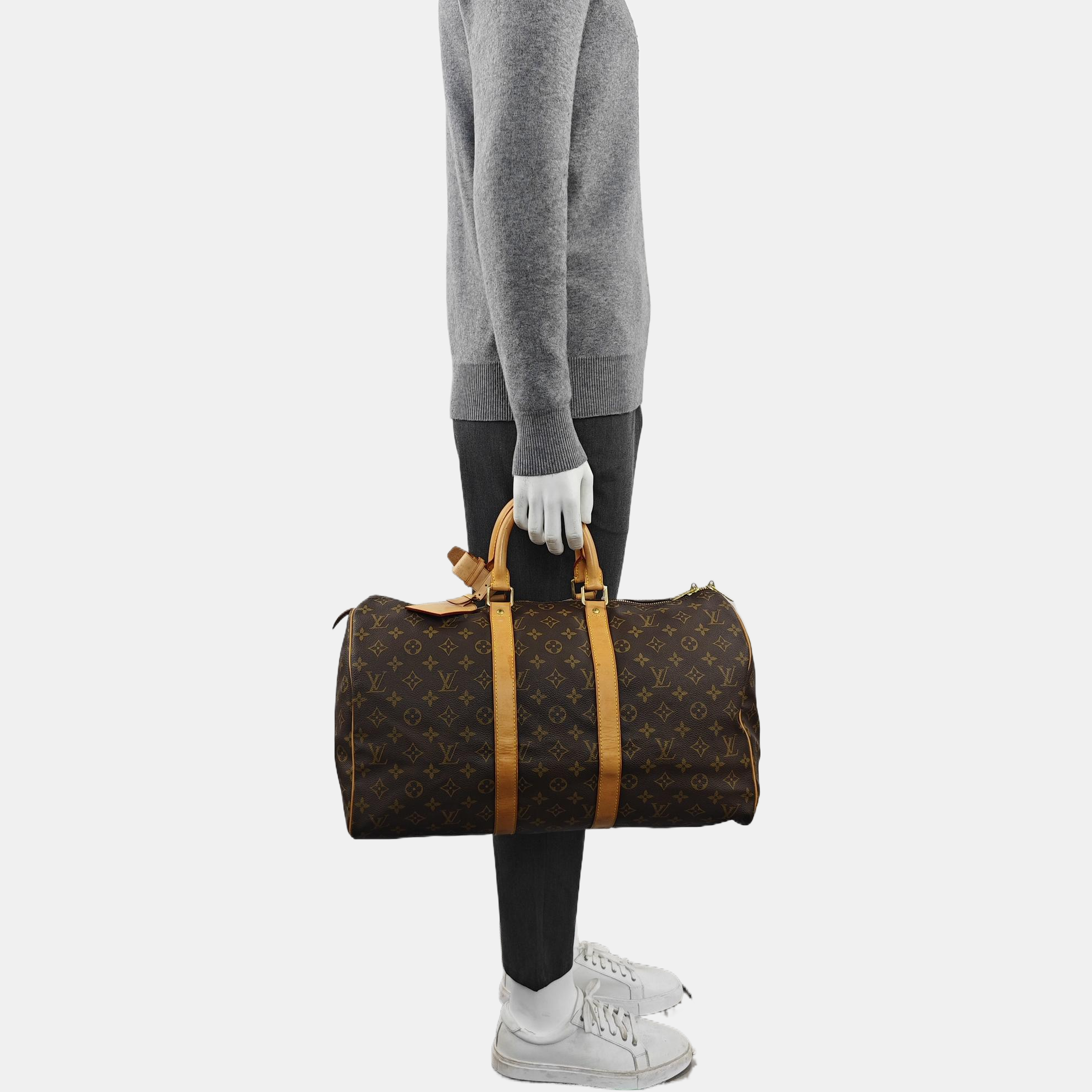 KEEPALL 45 Monogram Coated Canvas Brown