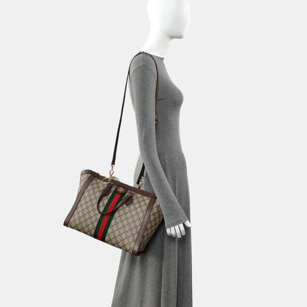 Authenticated pre-owned  Ophidia Medium Monogram Coated Canvas Beige - Tote Bag at Looply