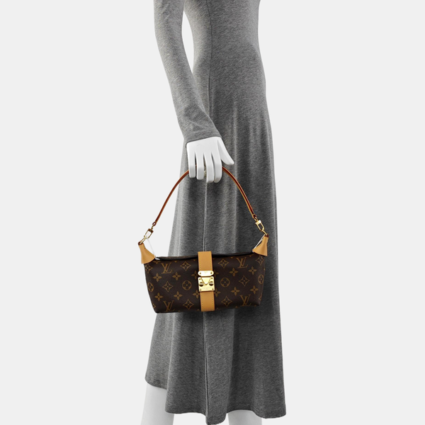 Pochette Mia Monogram Coated Canvas Brown
