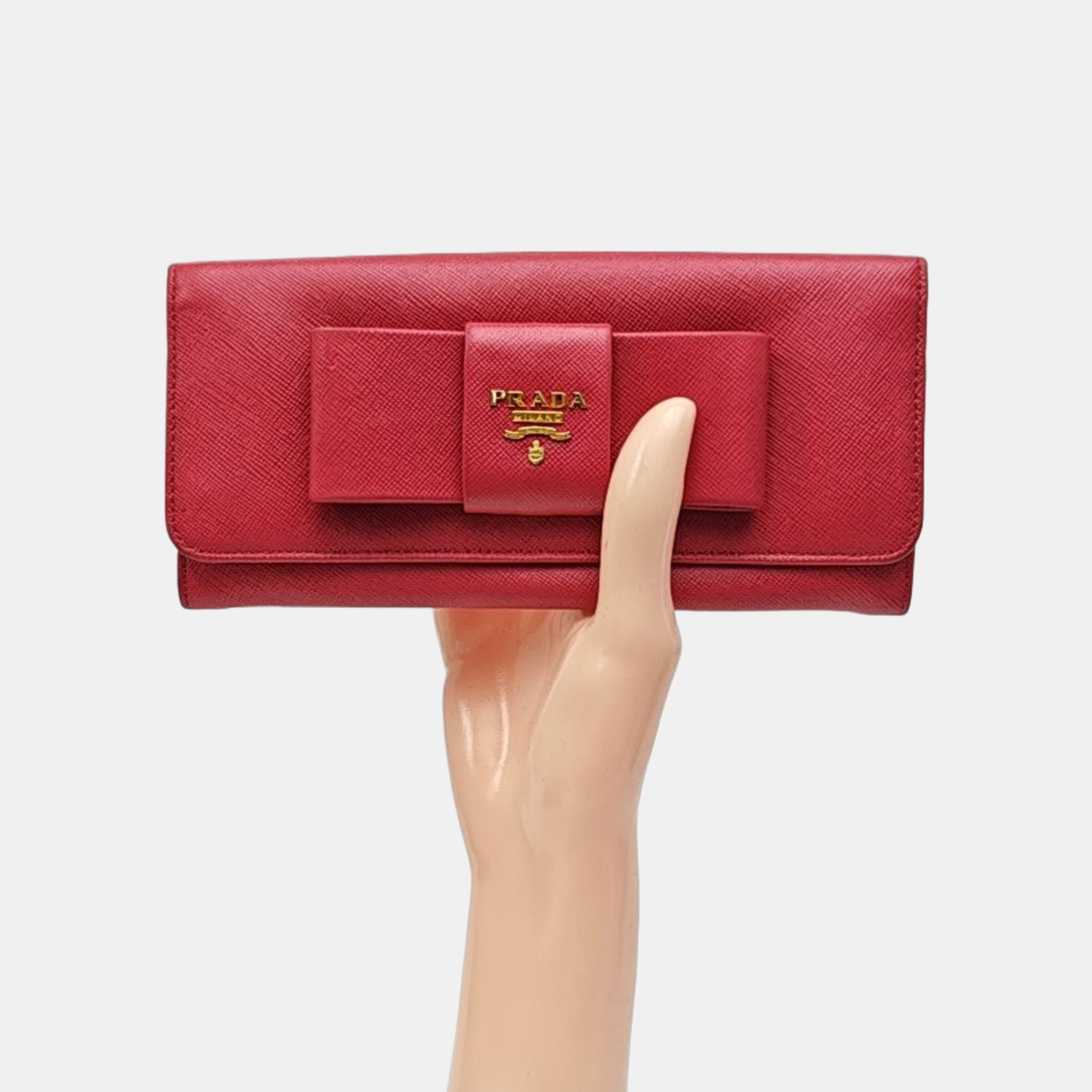 Fiocco Bow Calfskin Red Wallet