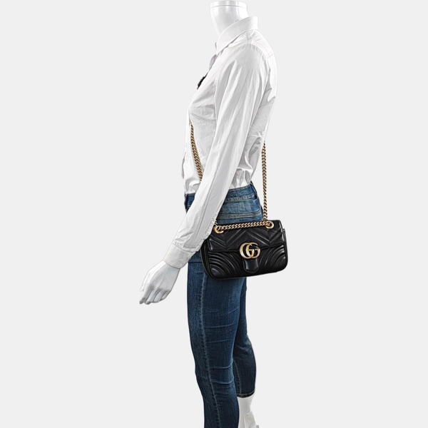GG Marmont Small Quilted Calfskin Black