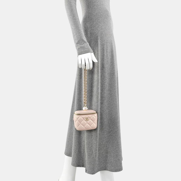 Quilted Calfskin Top Handle Bag Pink