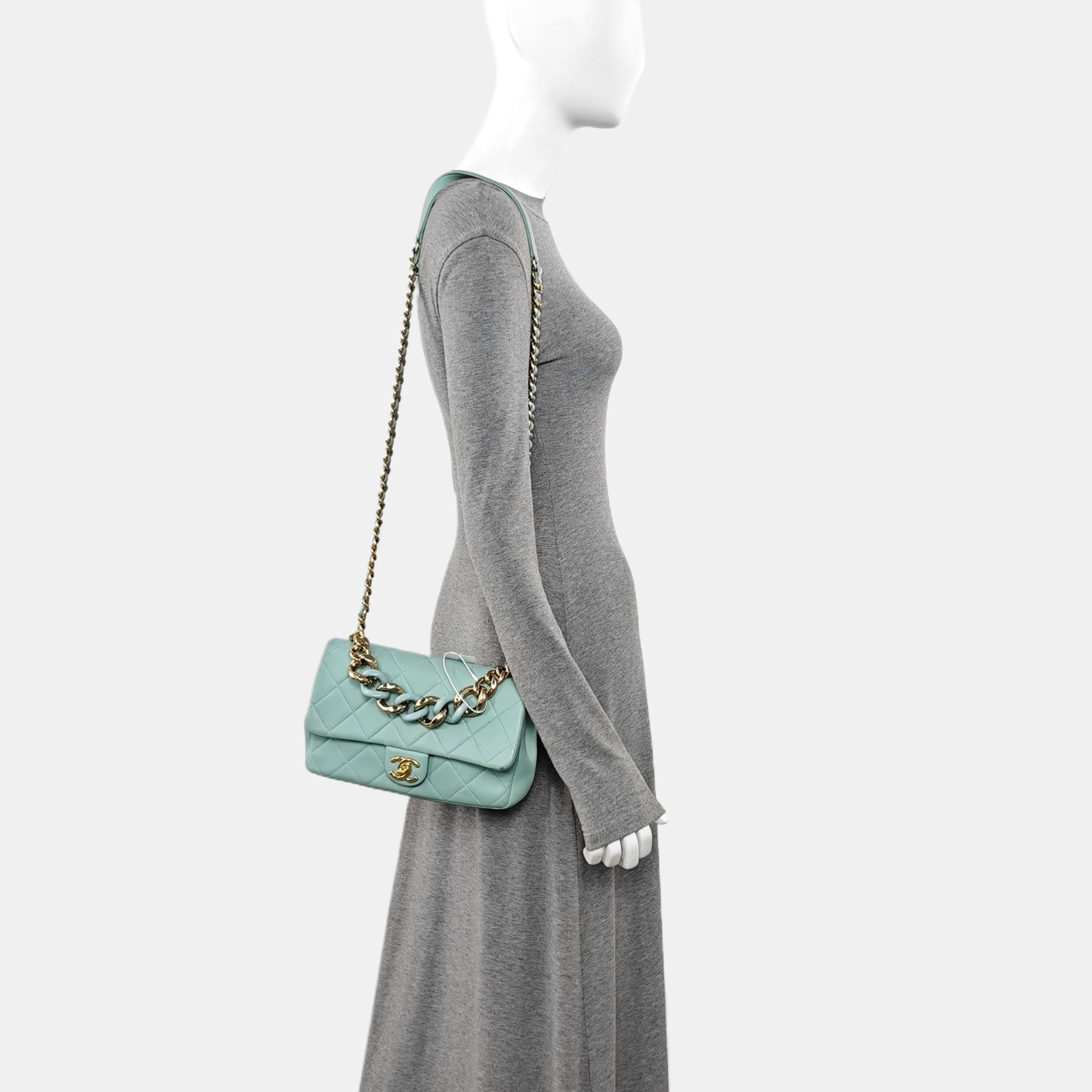 Quilted Calfskin Shoulder Bag Green