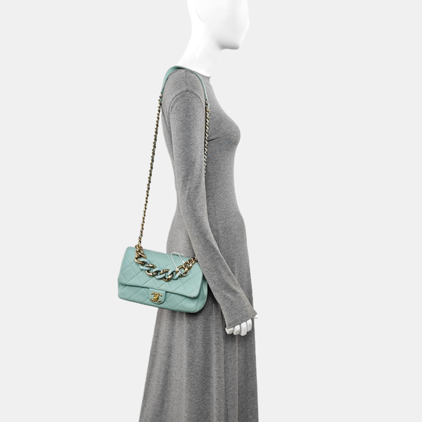 Quilted Calfskin Shoulder Bag Green