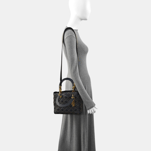 Lady Dior Medium Cannage Lambskin Black