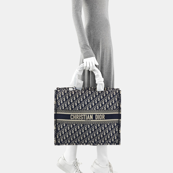 Book Tote Large Oblique Canvas Blue