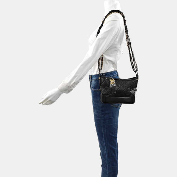 GABRIELLE Small Quilted Calfskin Black
