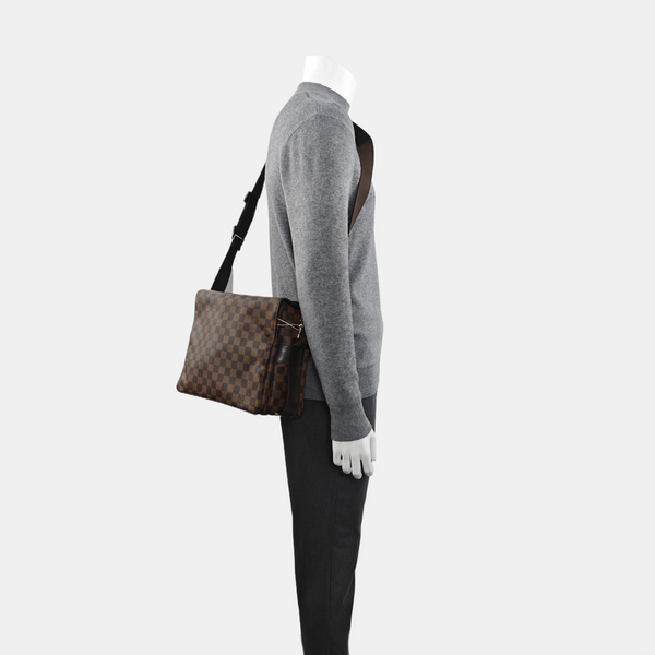 NAVIGLIO MM Damier Ebene Coated Canvas Brown