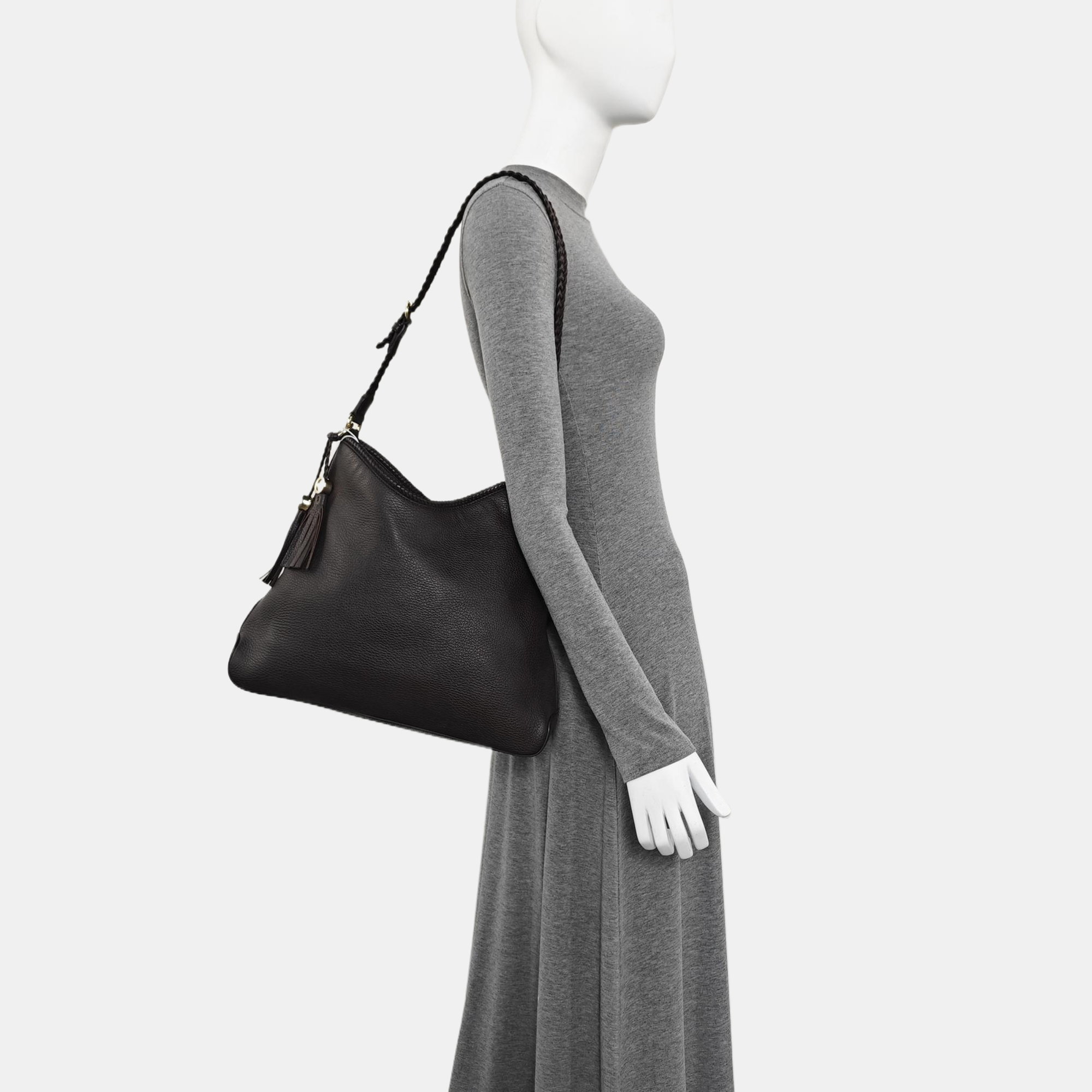 Calfskin Top Handle Bag Brown