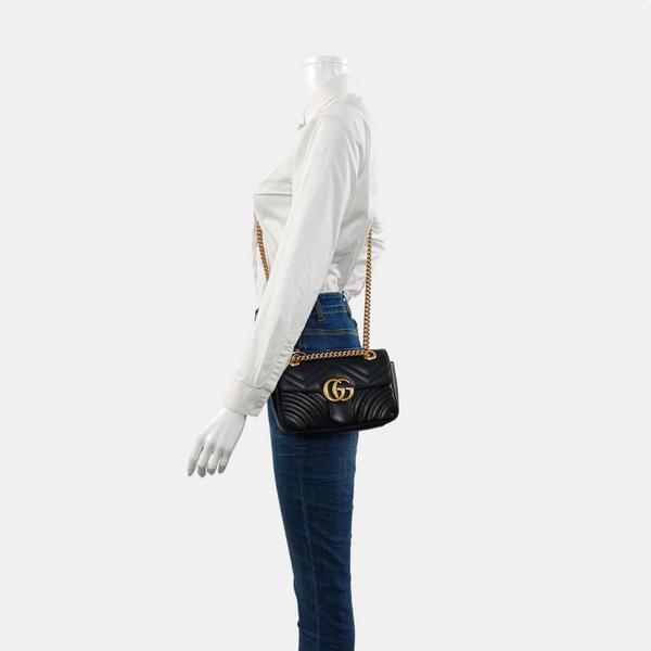 GG Marmont Small Quilted Calfskin Black