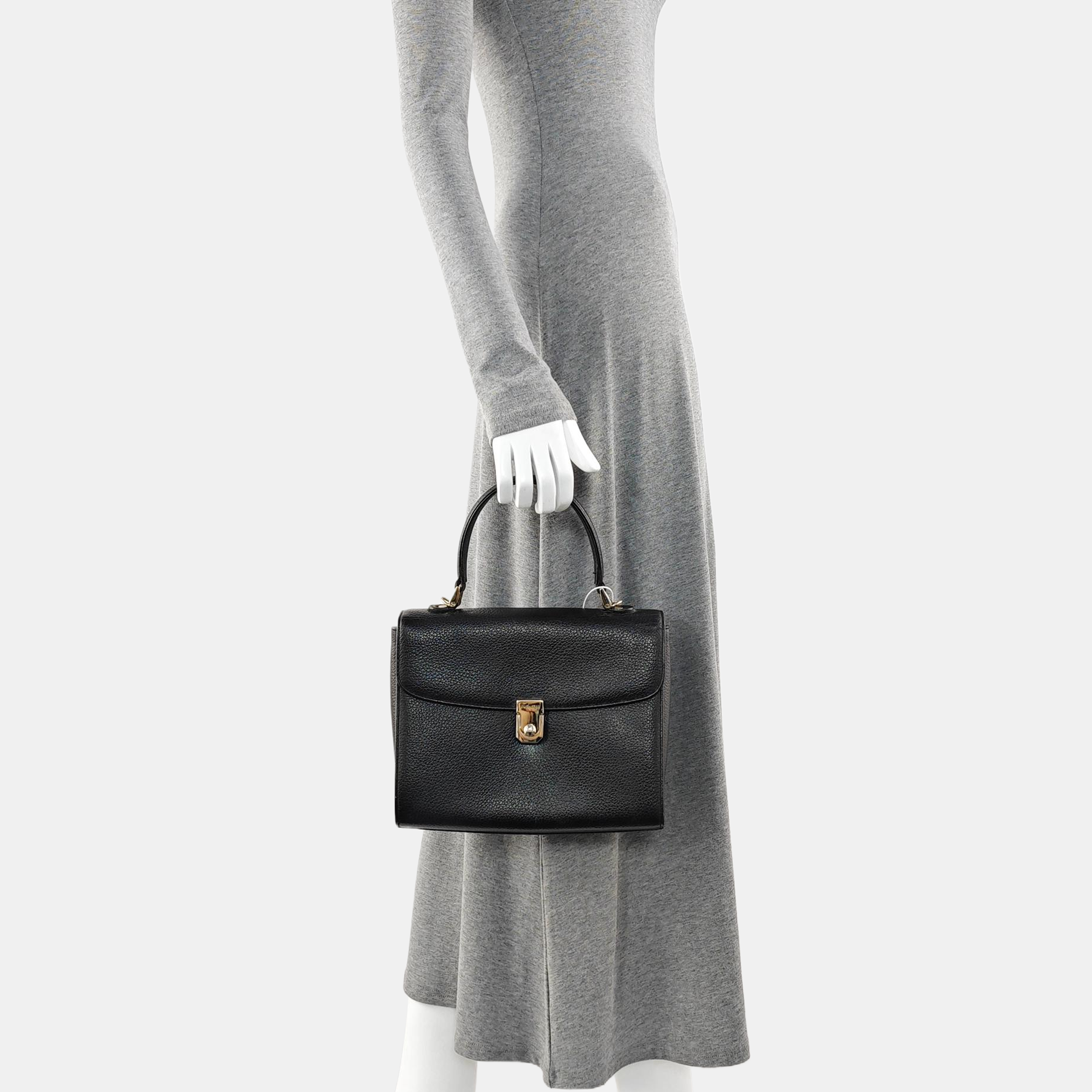 Calfskin Top Handle Bag Black